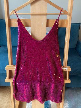 Intimately by Free People Pink Gold Sequin Lace Dress M